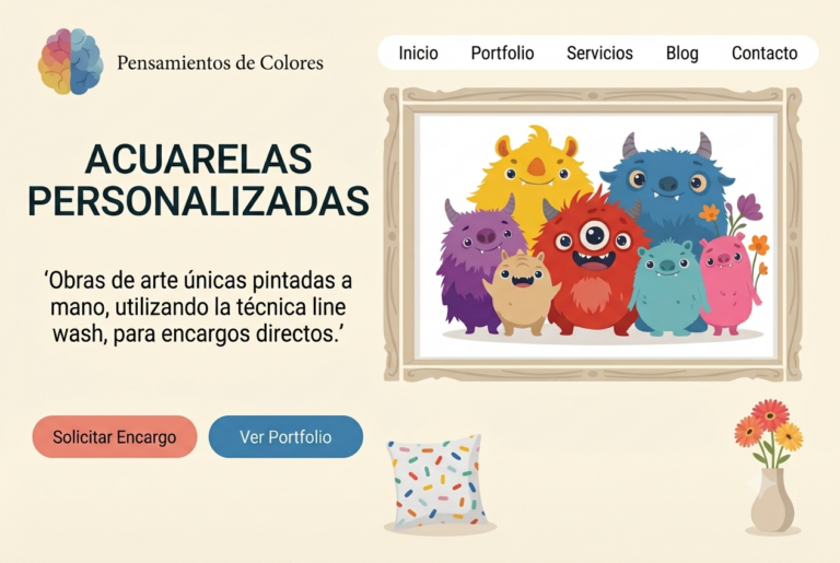 acuarelas personalizadas pensamientos de colores